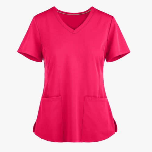 Women 4 Pocket STRETCH V Neck Scrub Top